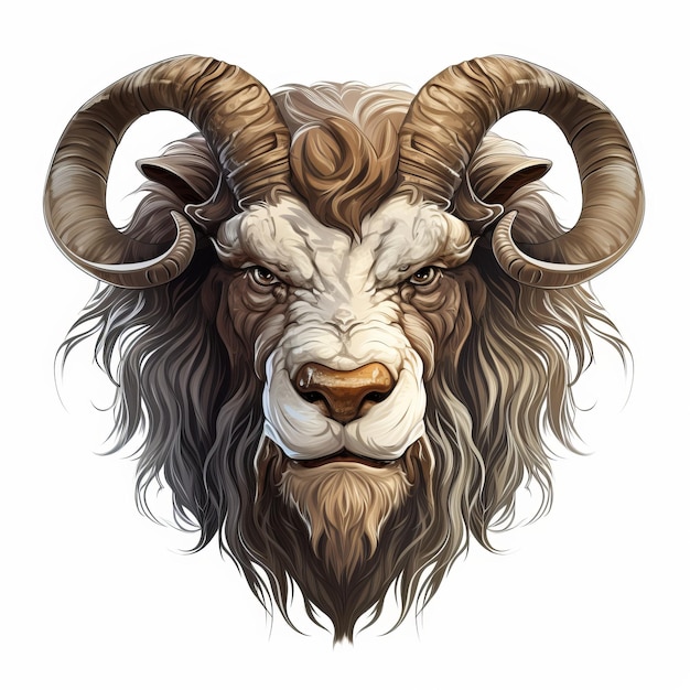 Detailed Fantasy Art Powerful Ram With Long Horns