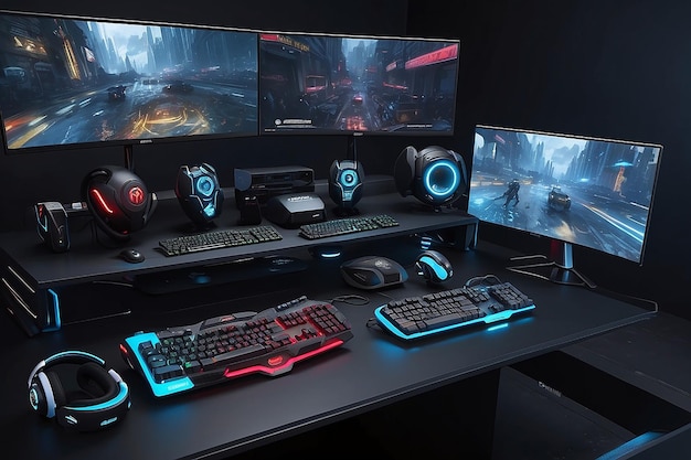 Detailed Gaming Setup CloseUp