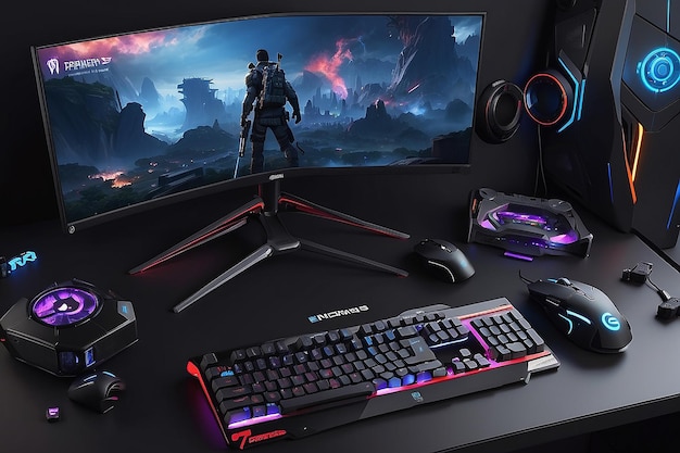 Detailed Gaming Setup CloseUp