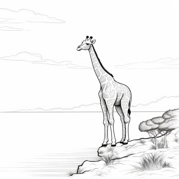 Detailed Giraffe Coloring Pages With Flattened Perspective