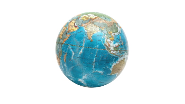 Detailed Globe with Marked Continents on white background