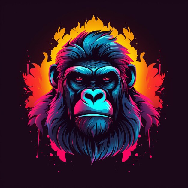 Detailed gorilla gradient color logo