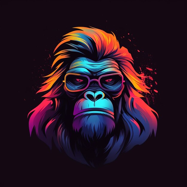 Detailed gorilla gradient color logo