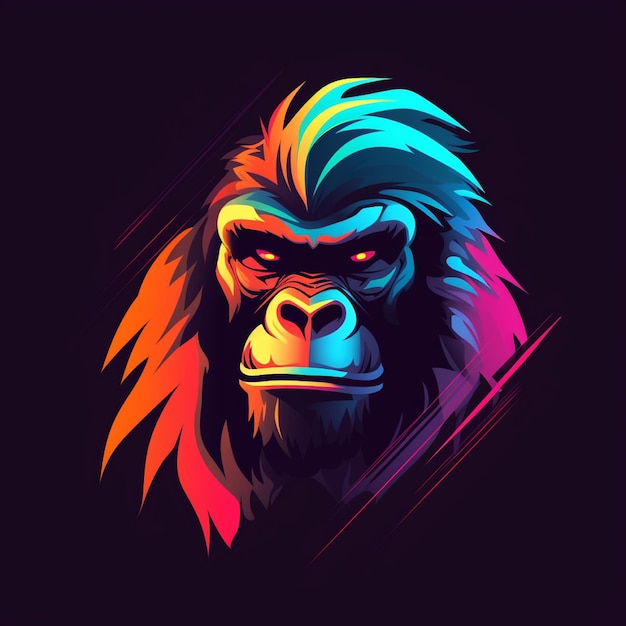 Detailed gorilla gradient color logo