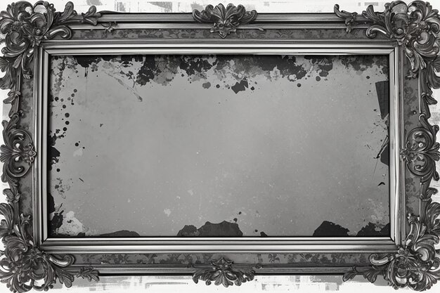 Detailed grunge frame in black and white