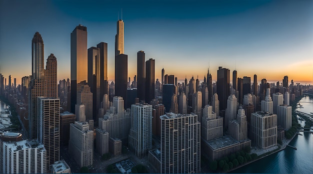 A detailed highresolution photograph of the Chicago skyline