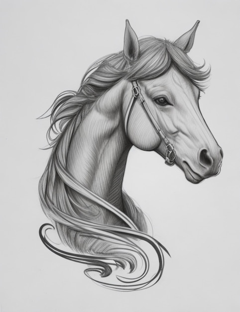 Detailed horse sketch logo on white background hand drawn