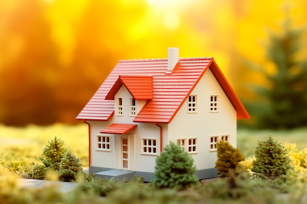 A detailed house model symbolizes the real estate or property concept