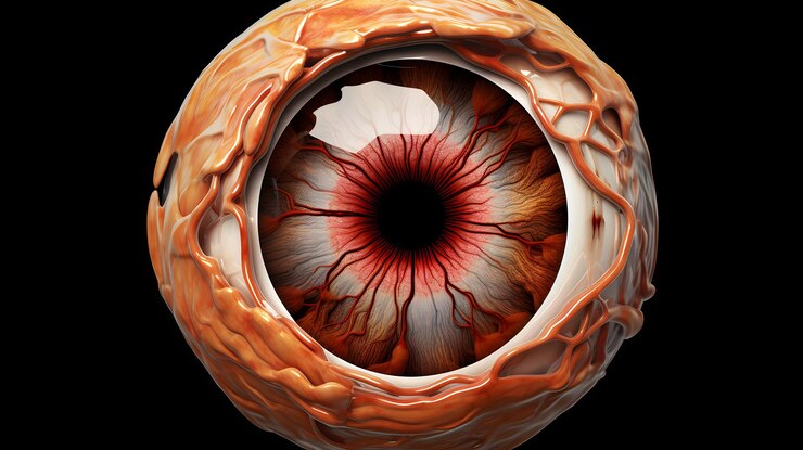 Photo detailed human eye anatomy 3d render with medical illustration of eye parts and structures for educational purposes