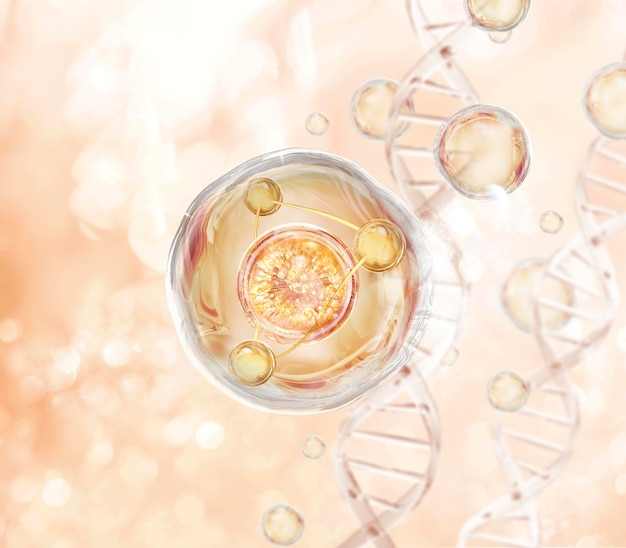 detailed illustration of a cell and dna structure