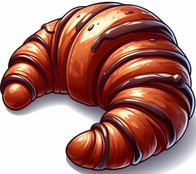 Detailed illustration of a chocolate croissant