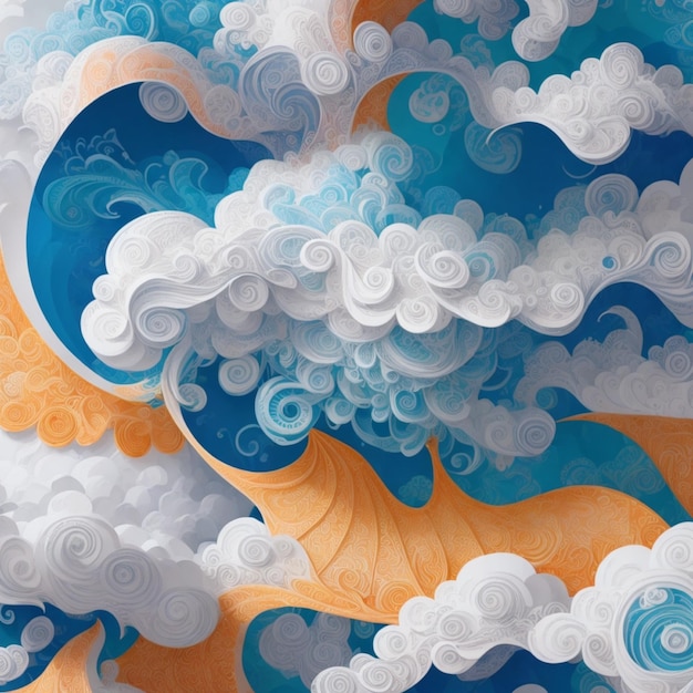 Photo a detailed illustration of clouds quilled paper