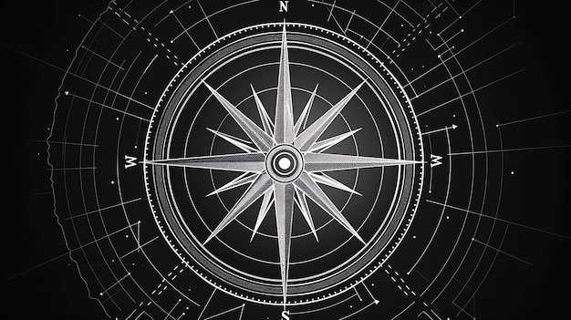 Photo a detailed illustration of a compass with a black background