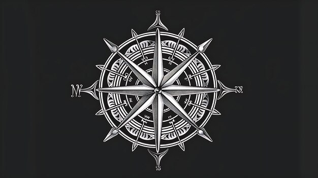 Photo a detailed illustration of a compass with an intricate design the compass is oriented with north at the top