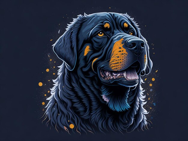 Foto un'illustrazione dettagliata cool ninja rottweiler e dog magic tshirt design yellowcolor