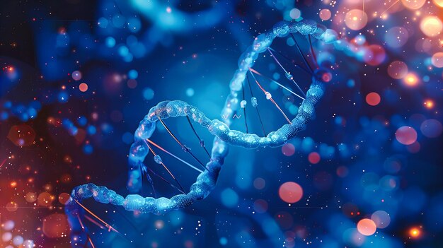 Photo detailed illustration of dna strands and genetic structures highlighting the complexities of biological science and biotechnology