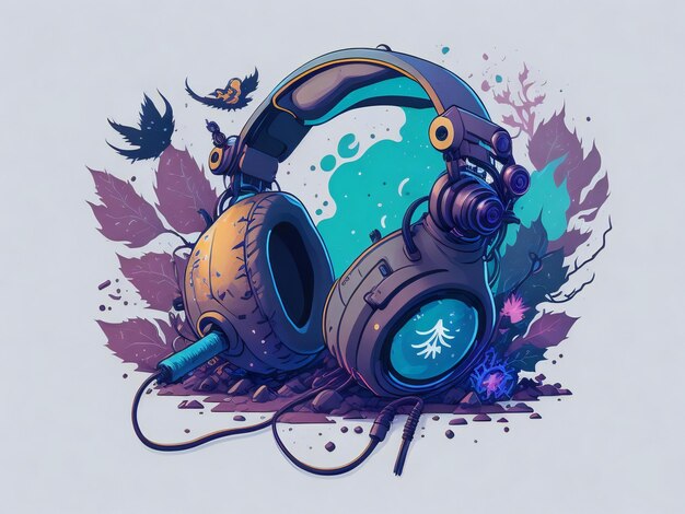 Photo a detailed illustration gaming headset and mouse