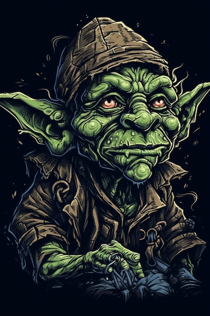 Foto illustrazione dettagliata di un ritratto di goblin