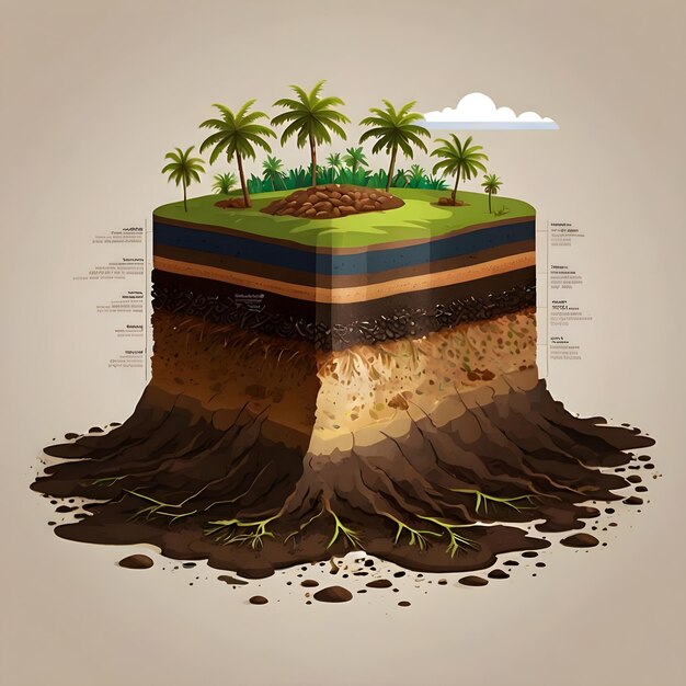 Photo detailed illustration of island soil stratification