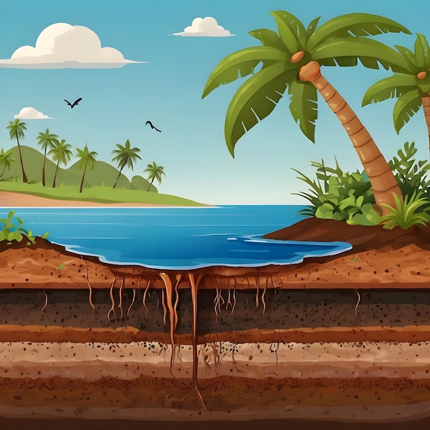 Photo detailed illustration of island soil stratification