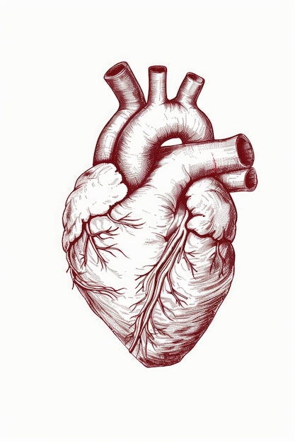 Фото Детальная иллюстрация человеческого сердца подходит для медицинских учебников или учебных материалов