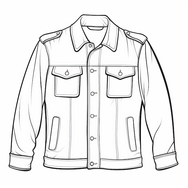 Photo detailed illustration of a shirt and jacket with simplified line work