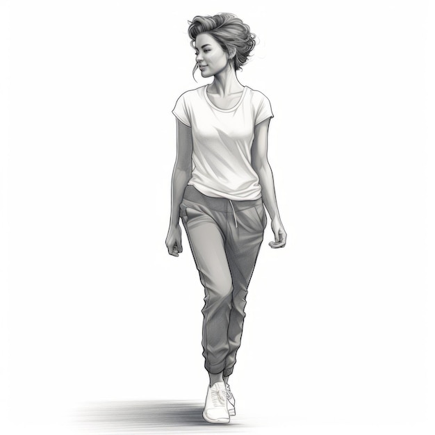 Photo detailed illustrations of women walking in ambient occlusion style