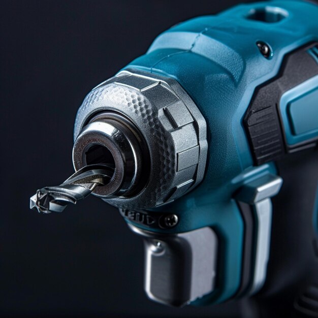 A detailed image of a cordless impact driver tightening bolts Premium AI generated image