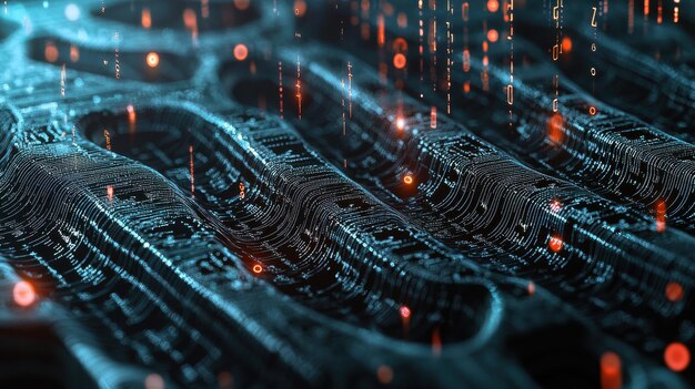 a detailed image of a machine learning algorithm visualized as a complex multilayered neural network with interconnected nodes each representing a different data point or variable set against a