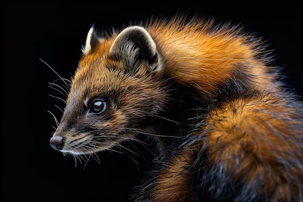 detailed image of a marten its bushy tail and pointed face are clearly visible