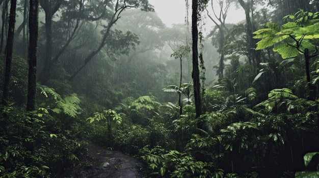 detailed jungle background tropical rain forest