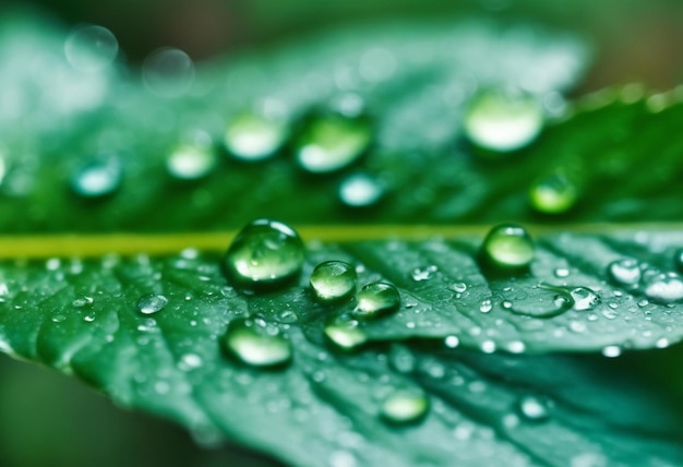 大きな水滴は環境を反映します 自然の春の写真 植物のデルタ上の雨滴