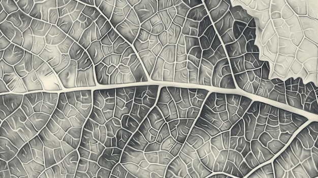 Photo a detailed line drawing of a leaf with intricate patterns resembling lichen finely sketched in