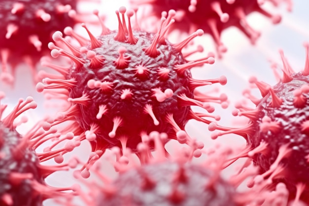 白い背景に分離されたウイルス構造の詳細なマクロ画像