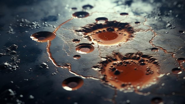 Detailed macro shot of a planetary surface with textures and craters in stunning closeup detail