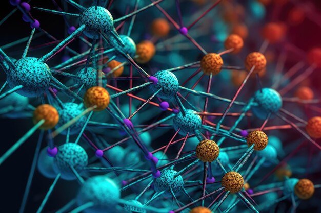 A detailed macro view of a nanotechnology molecule fiber AI generated