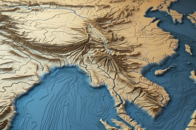 Detailed map of the United States with state borders and major cities Generative AI