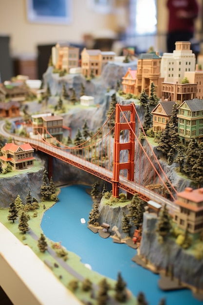 a detailed miniature model of San Francisco using multiple materials