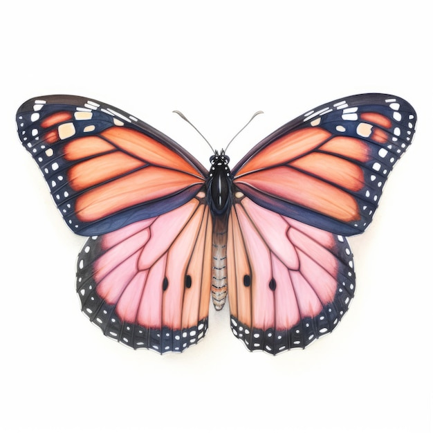 Detailed Monarch Butterfly Wings A Beautiful Impressionism In Blush Pink