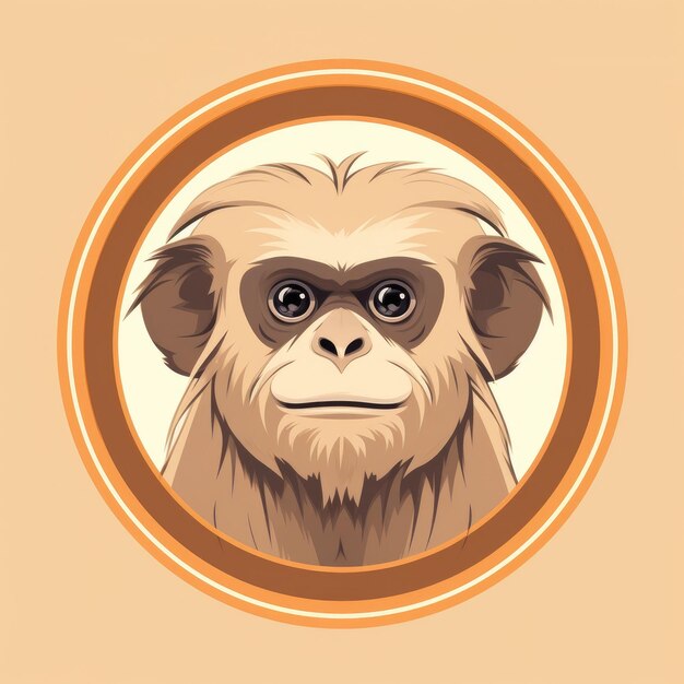 Detailed Monkey Portrait on Beige Background