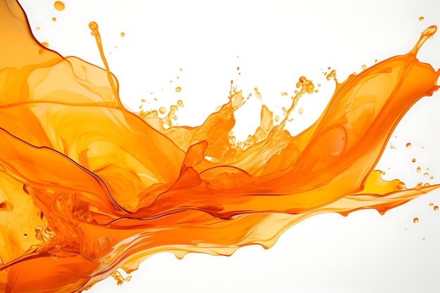 Detailed orange liquid splash on clear background