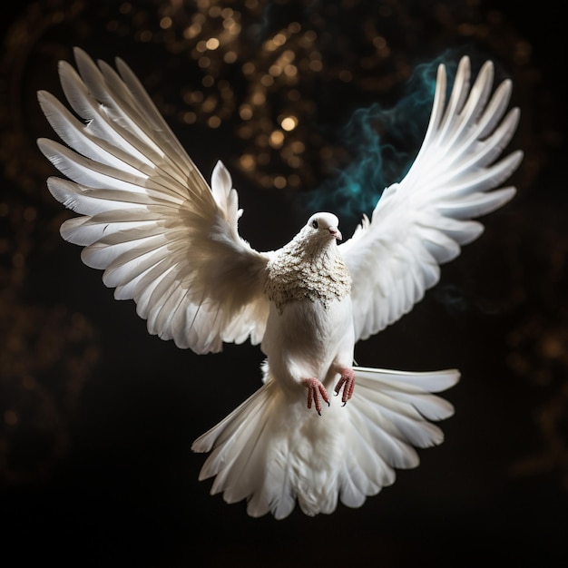 detailed photo of a flying dove