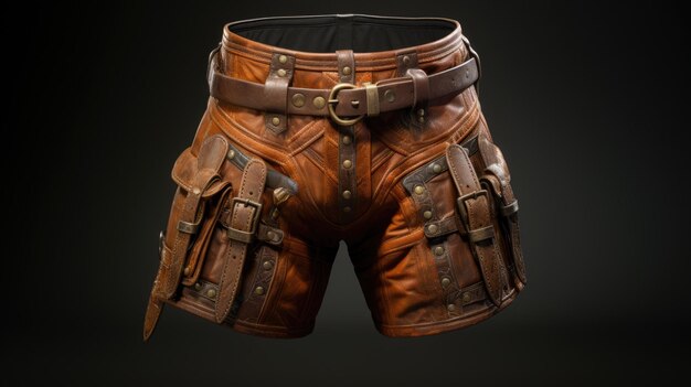 A detailed photo of a lederhosen the traditional German leather shorts