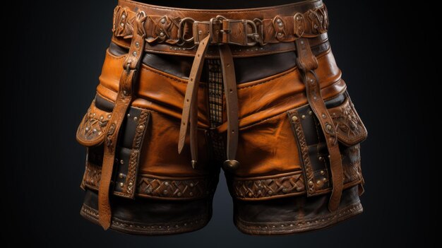 A detailed photo of a lederhosen the traditional German leather shorts