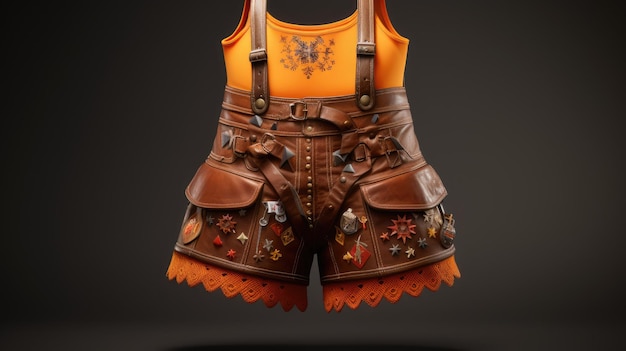 A detailed photo of a lederhosen the traditional German leather shorts