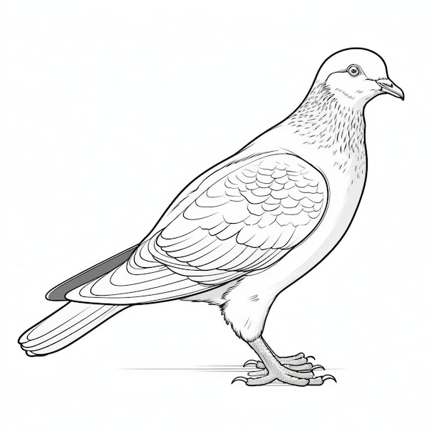 Photo detailed pigeon drawing for coloring highquality outline art