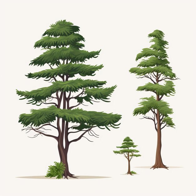 Photo detailed pine tree illustrations for natureinspired game art