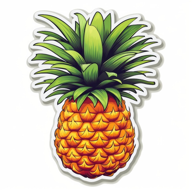 Detailed Pineapple Sticker With Bright Colors Mike Mayhew Style