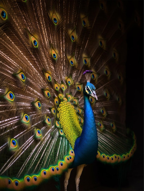 Detailed portrait of a beautiful peacock generative ai