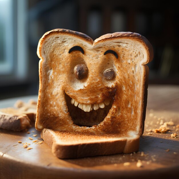 Photo detailed portrait photo of a piece of toast that has come